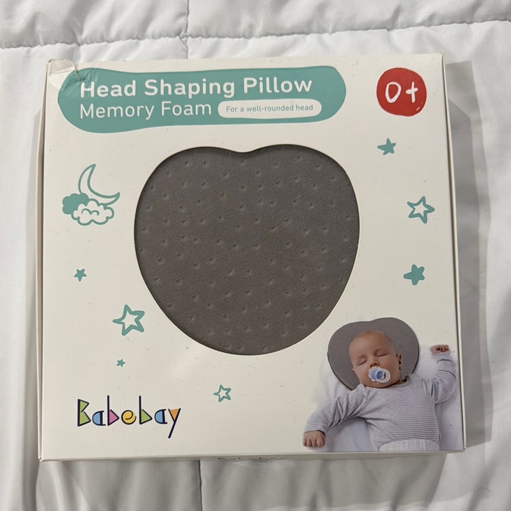 Gray Head Shaping Pillow for Infants 0+ Months